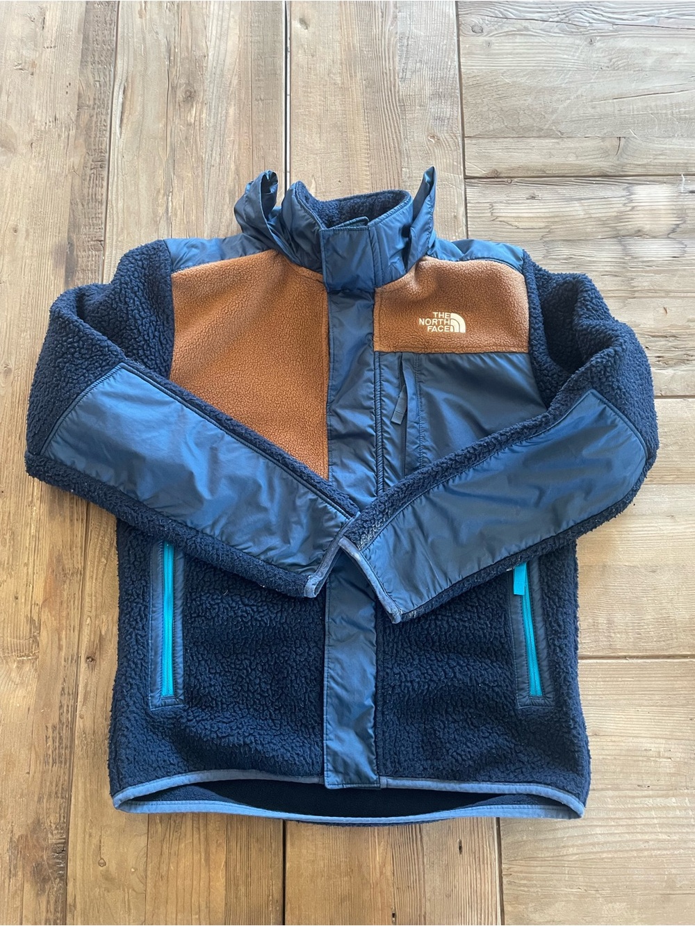 The North Face Kids Navy & Brown Puffer-Panel Fleece Jacket